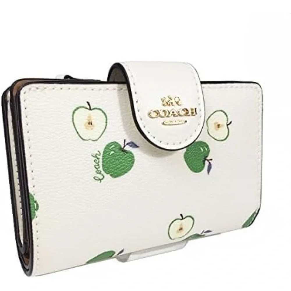 COACH MEDIUM CORNER ZIP WALLET WITH APPLE PRINT NWT